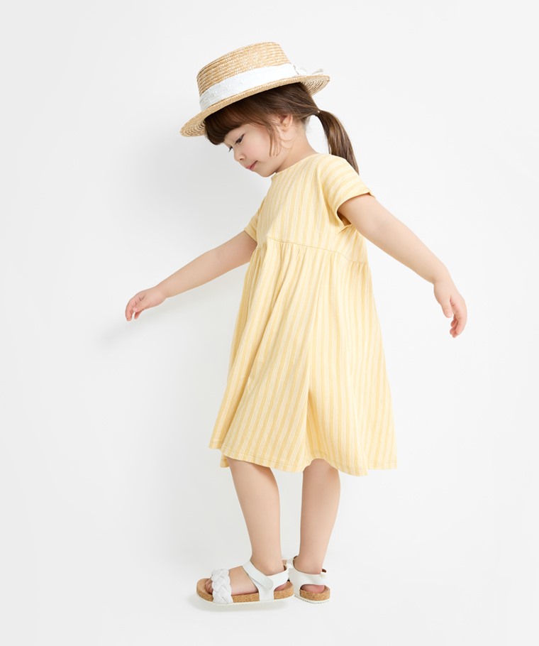 條紋印花連袖洋裝-童