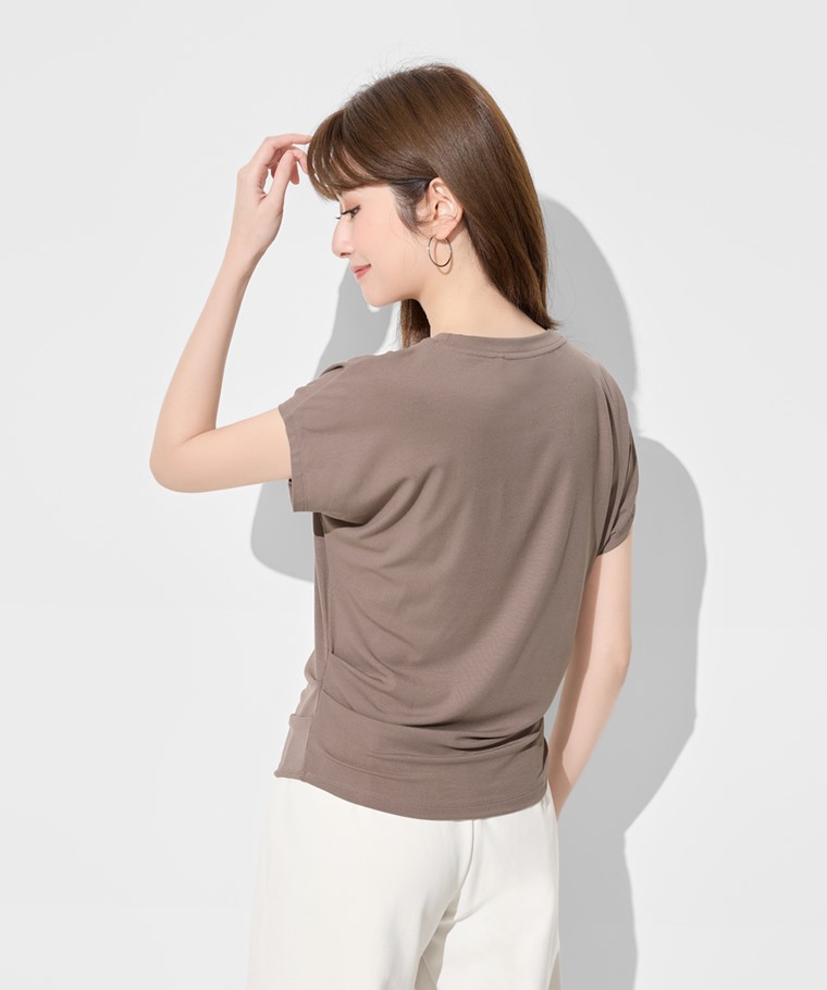 輕柔連袖抽皺T恤-女