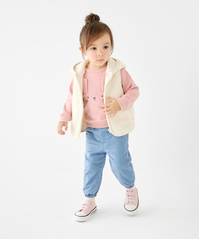 彈性牛仔保暖束口褲-Baby