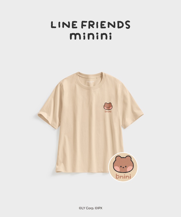 聯名系列T恤-WOMEN：女 · LINE FRIENDS minini寬版印花T恤-01