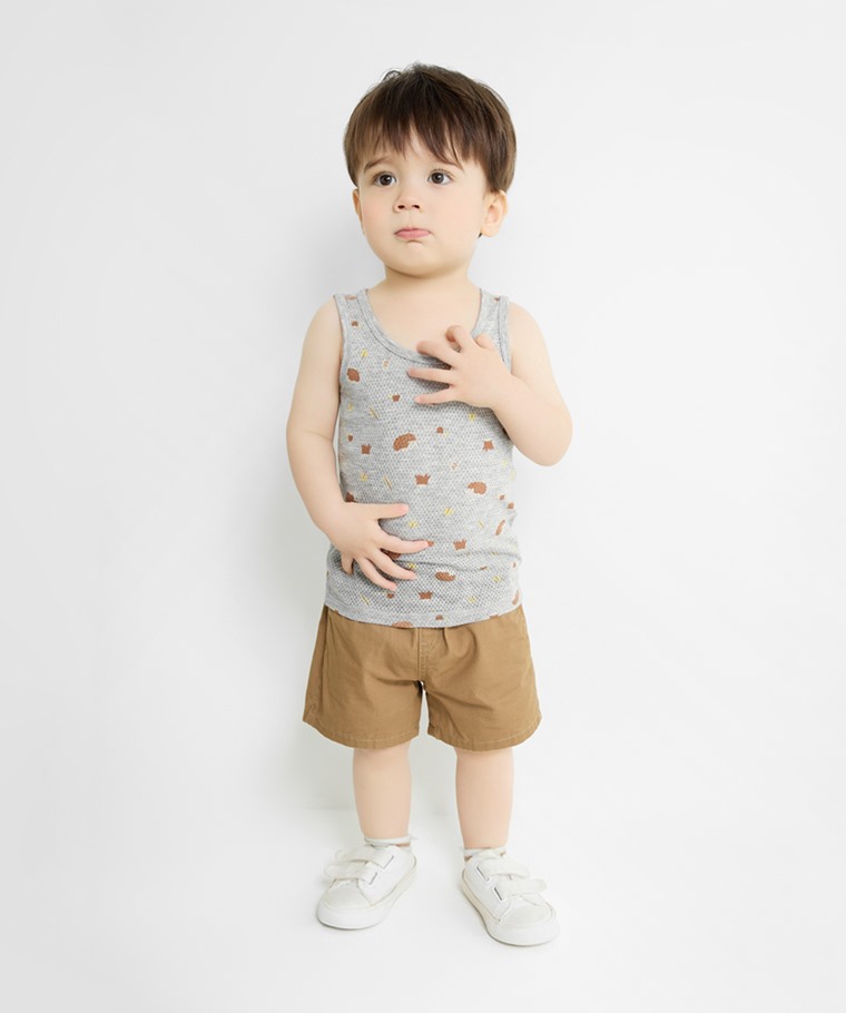 純棉網眼印花背心(2入)-Baby