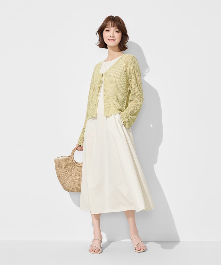 鏤空綁帶開襟外套-女