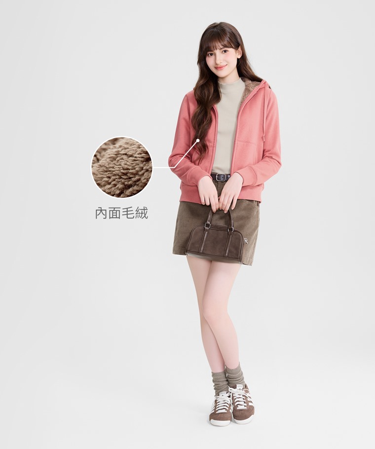毛絨連帽外套-女