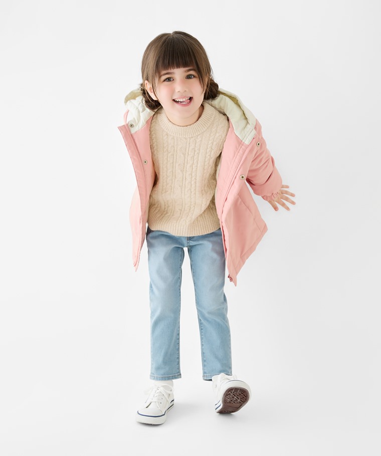 鋪棉拼接連帽外套-童