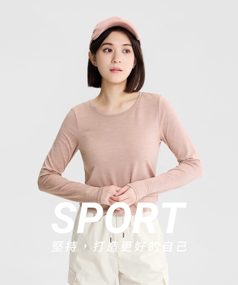 吸排圓領長袖T恤-女