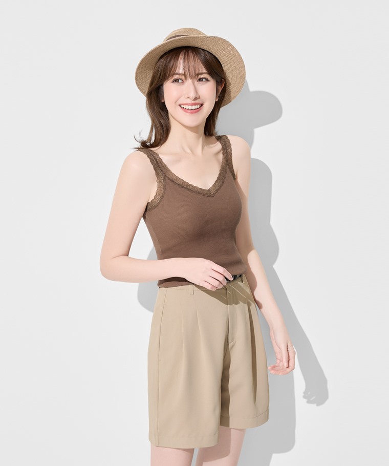 羅紋蕾絲背心-女