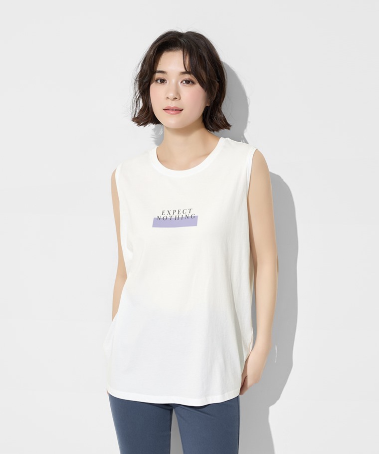 純棉文字印花背心-女