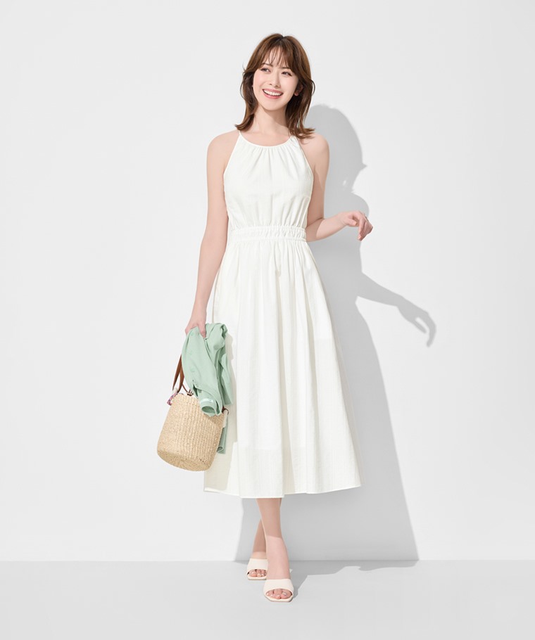 繞頸削肩洋裝-女