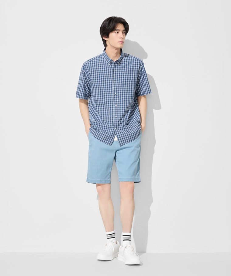 軟牛仔鬆緊短褲-男