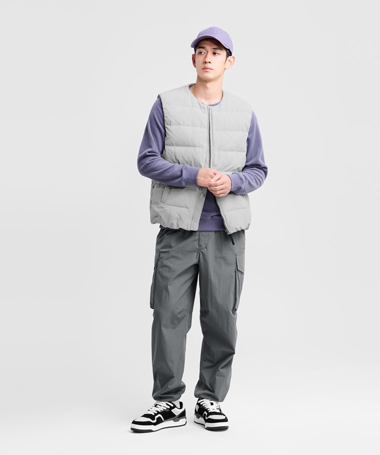 極暖羽絨無領背心-男