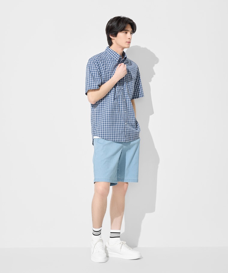 軟牛仔鬆緊短褲-男