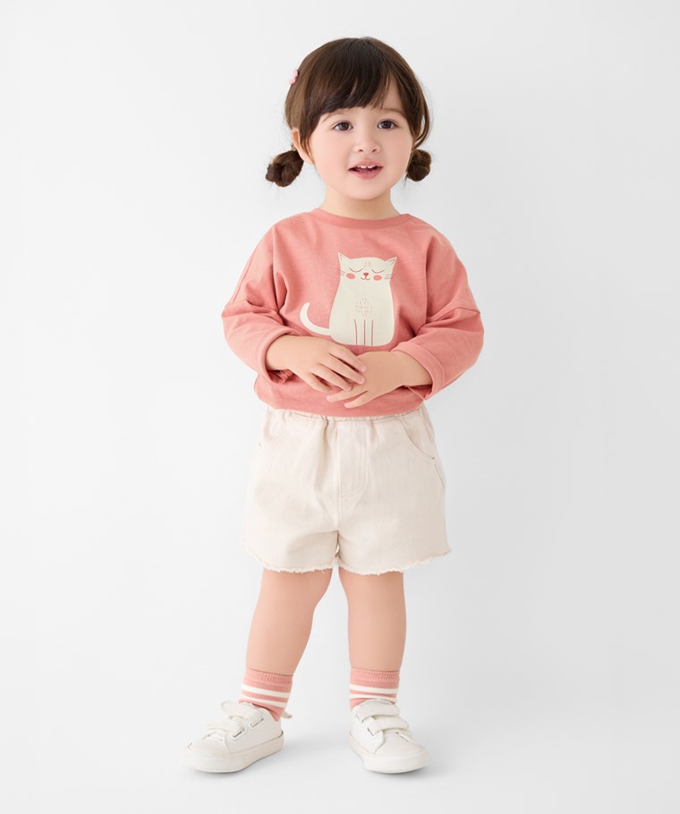 秋冬嬰幼兒新品：Baby · 竹節棉寬鬆動物印花T恤,Baby · 配條中筒襪(3入)