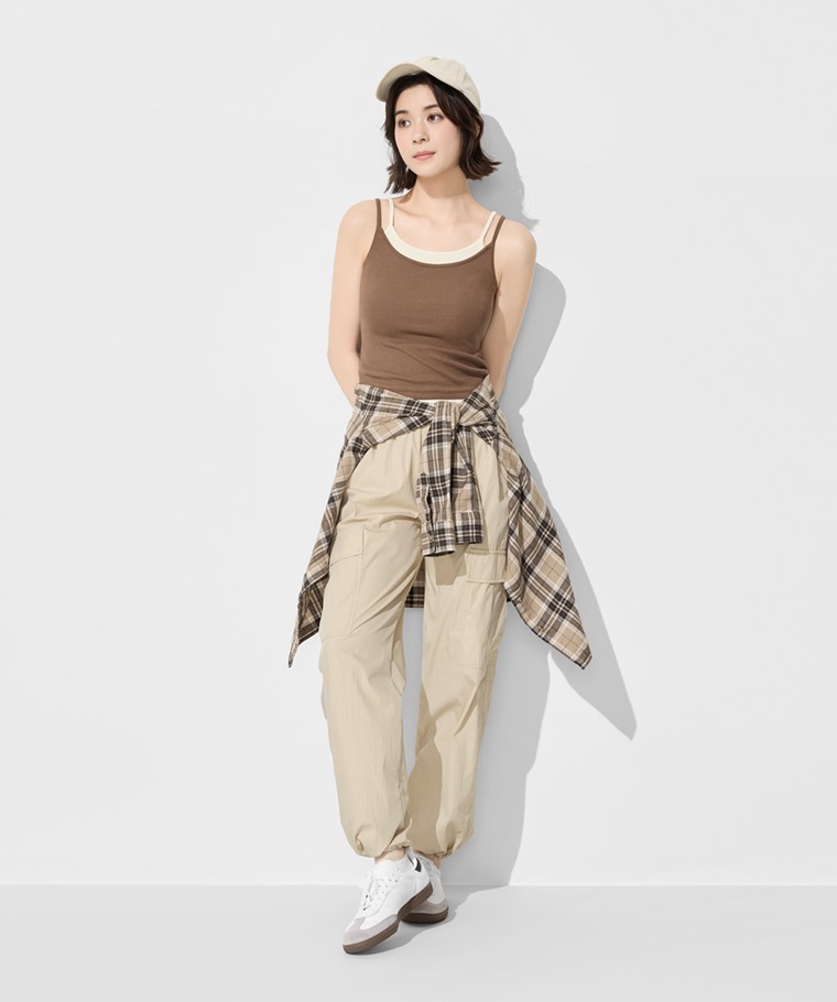 輕便工裝束口褲-女