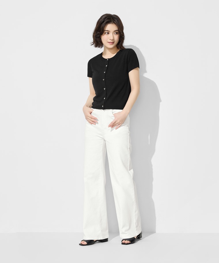 愛心釦短版透膚針織外套-女