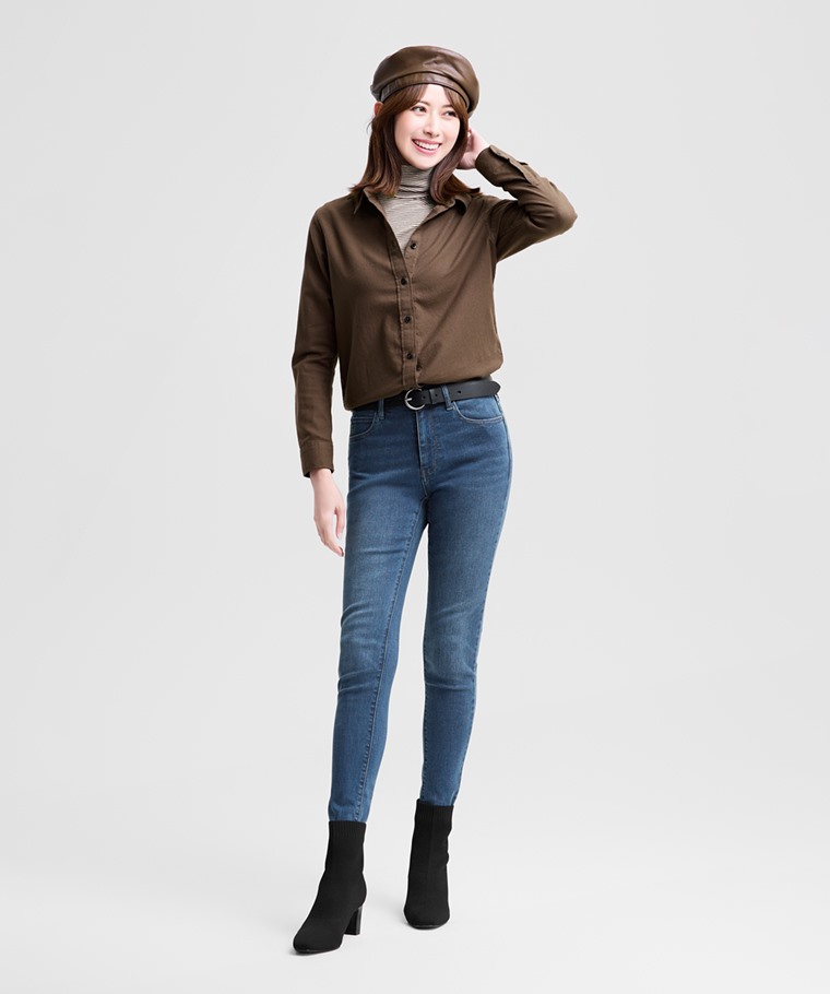 法蘭絨長袖襯衫-女