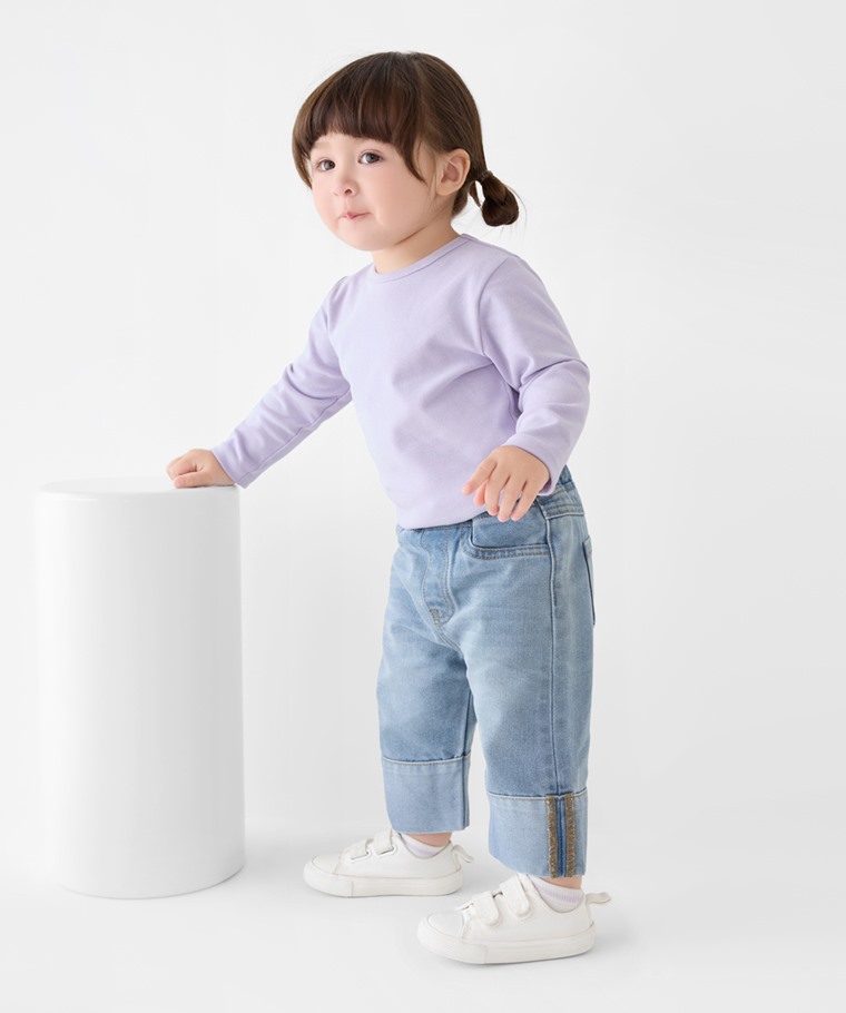 磨毛羅紋圓領長袖T恤-Baby