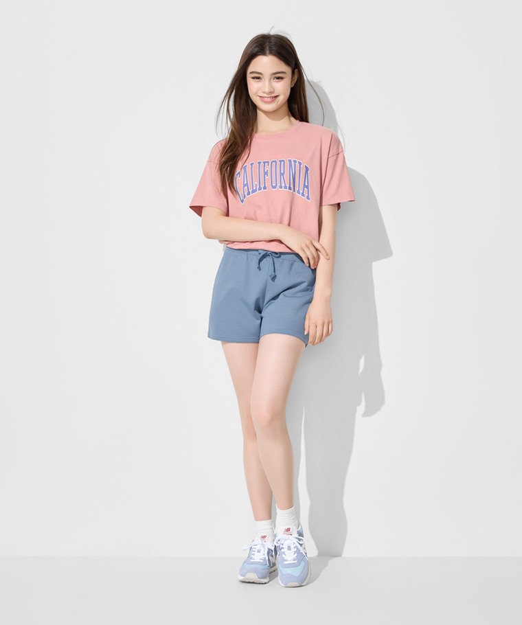 粗紡寬長版文字印花T恤-女