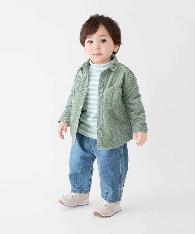 彈性寬鬆打褶牛仔褲-Baby