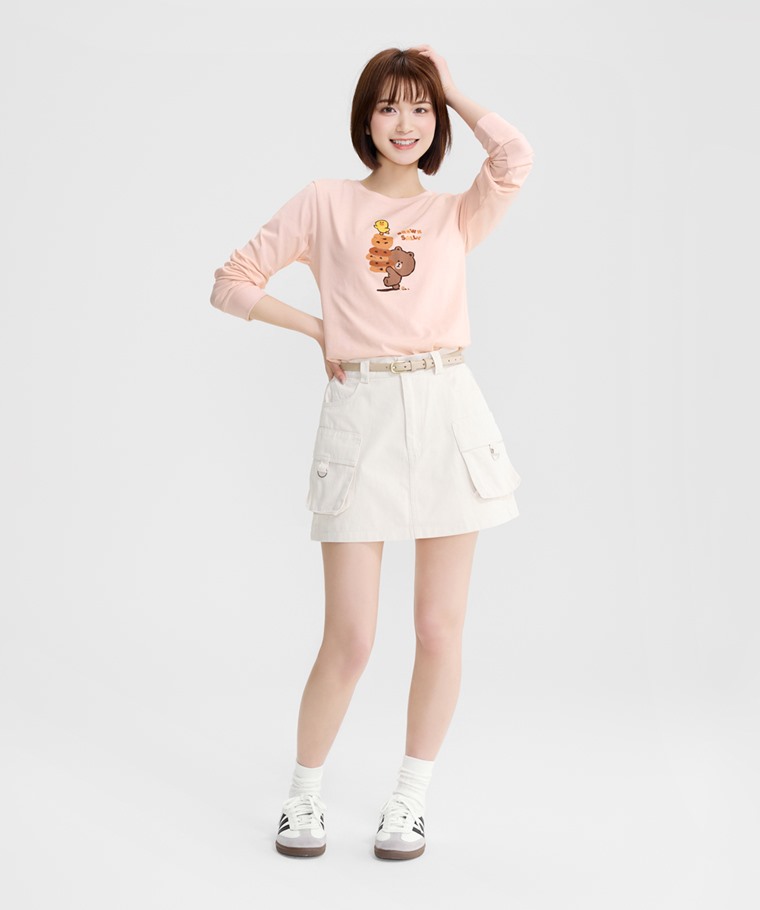 LINE FRIENDS長袖印花T恤-04-女