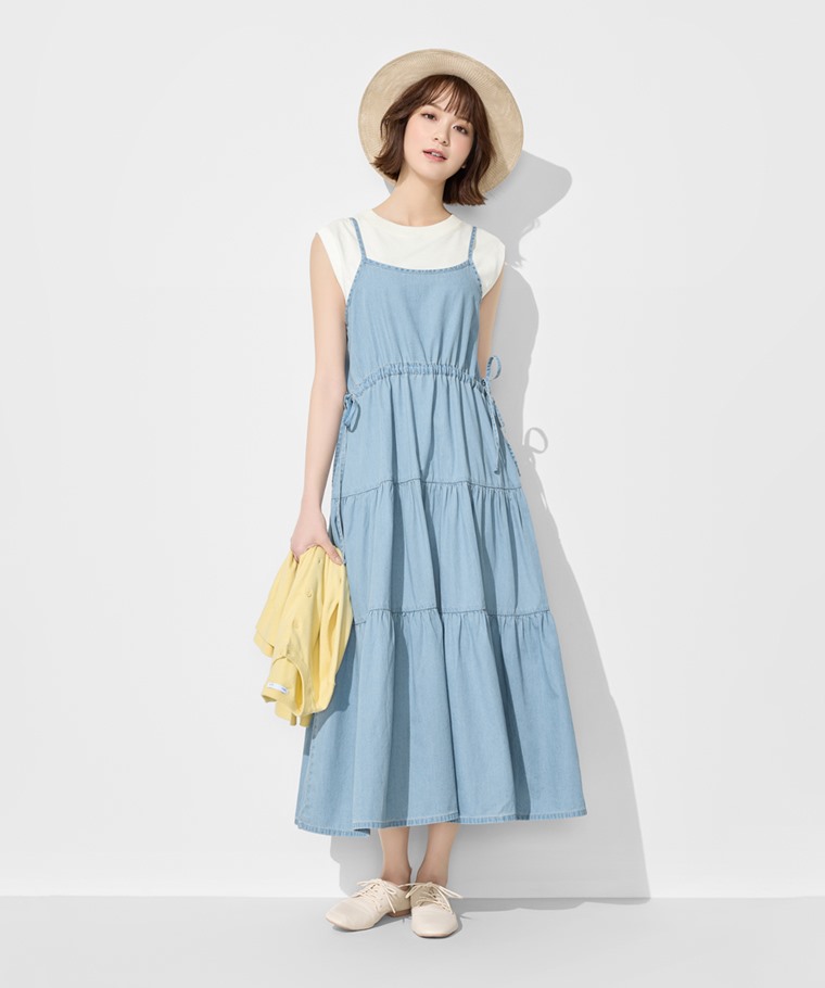 細肩牛仔蛋糕洋裝-女
