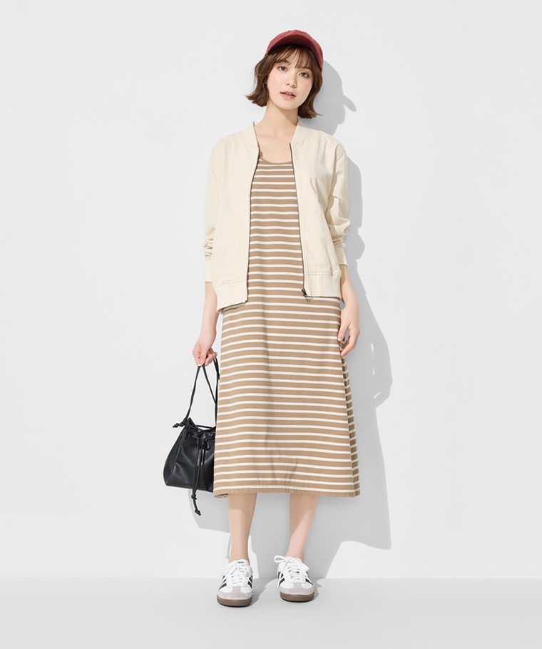 純棉條紋背心長洋裝-女