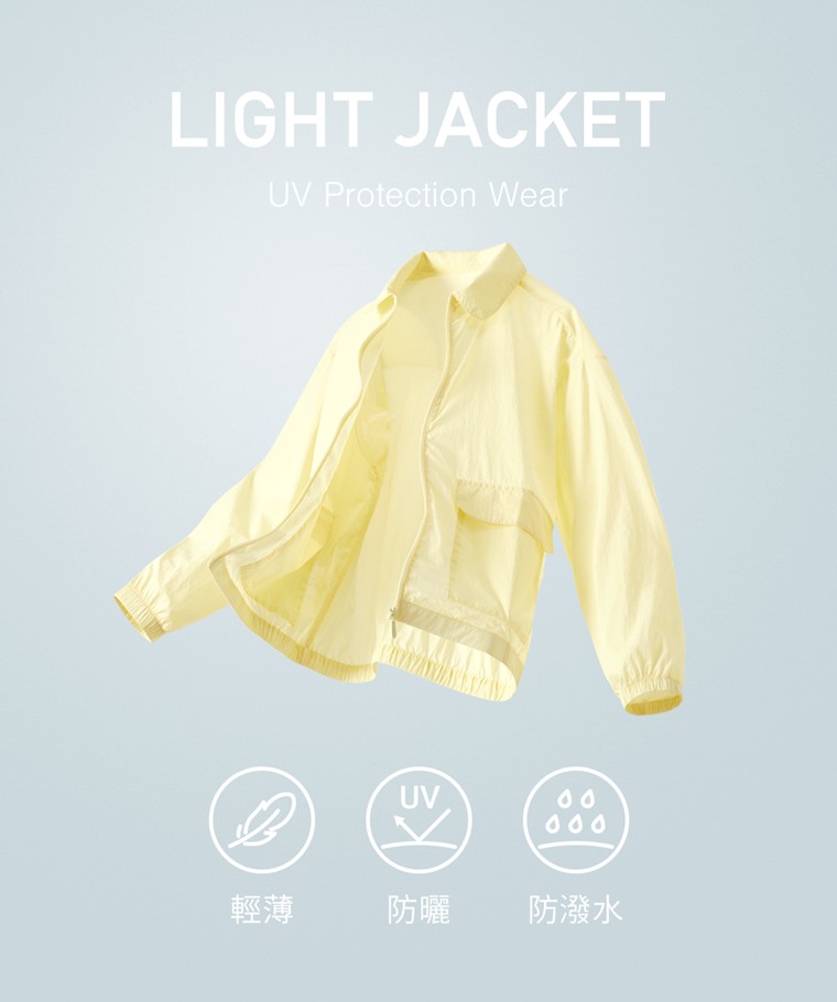 抗UV翻領寬短版風衣外套-女