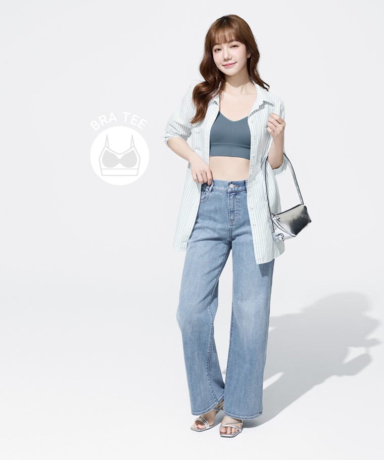 可拆式無縫Bra短版細肩帶背心-女