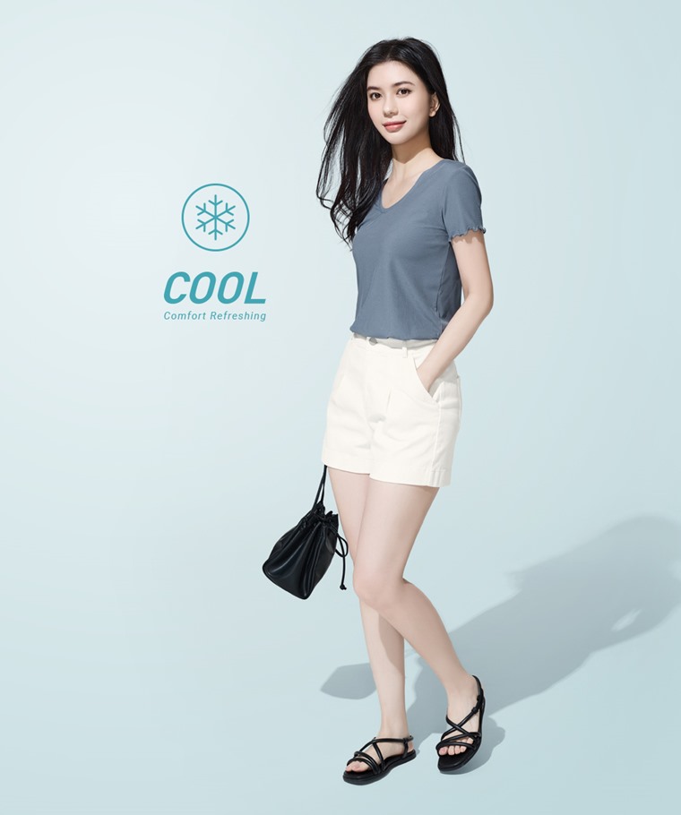 輕涼羅紋木耳邊短袖上衣-女