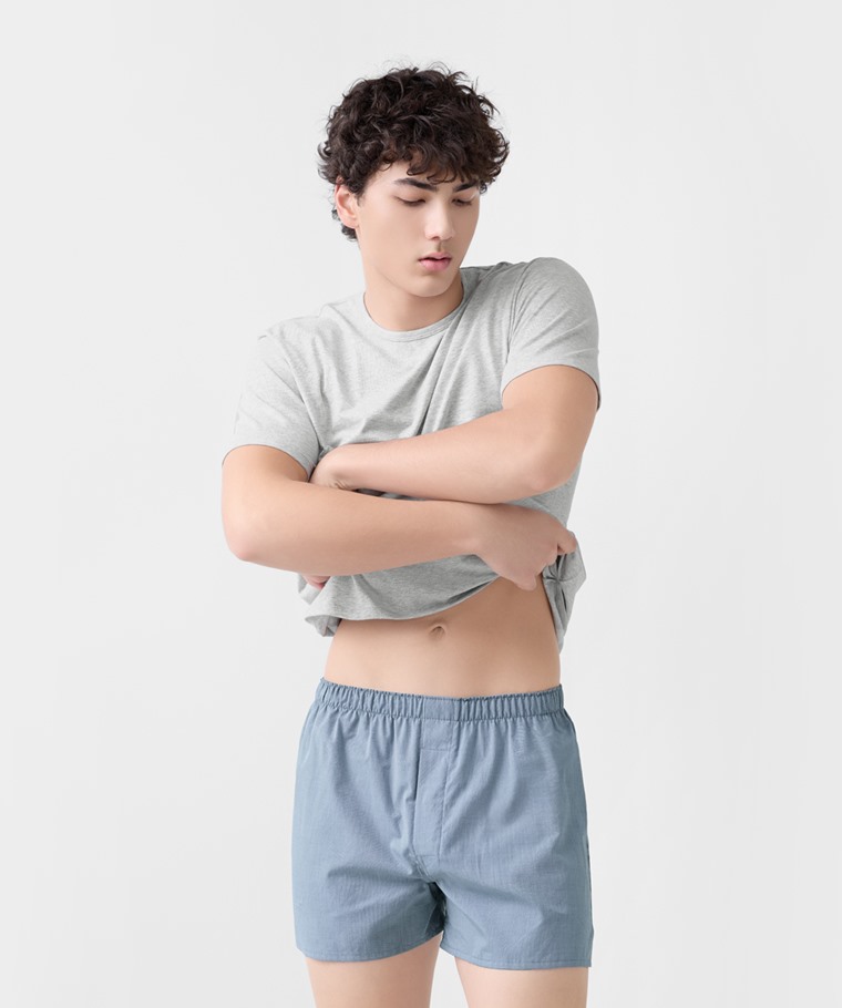 純棉素色四角褲-男