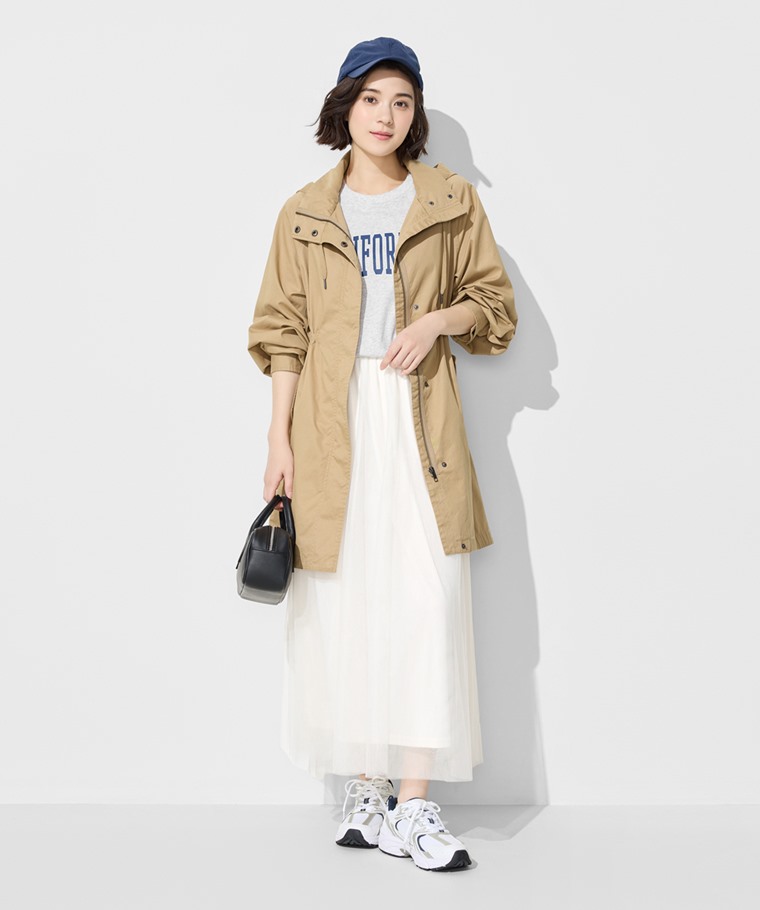 水洗寬鬆長版連帽外套-女