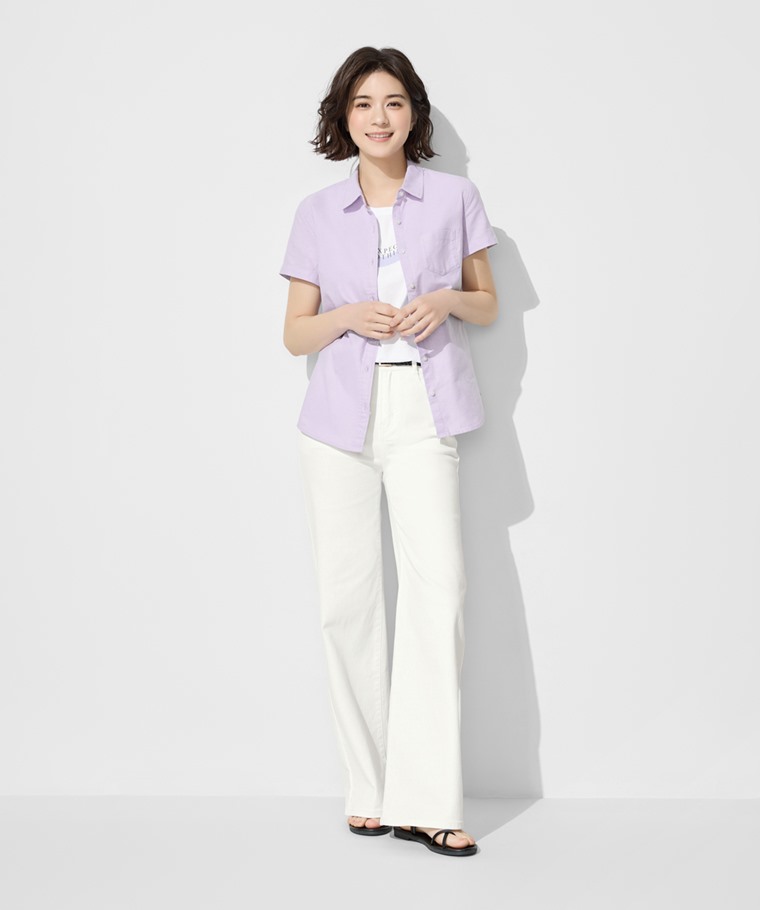 牛津短袖襯衫-女