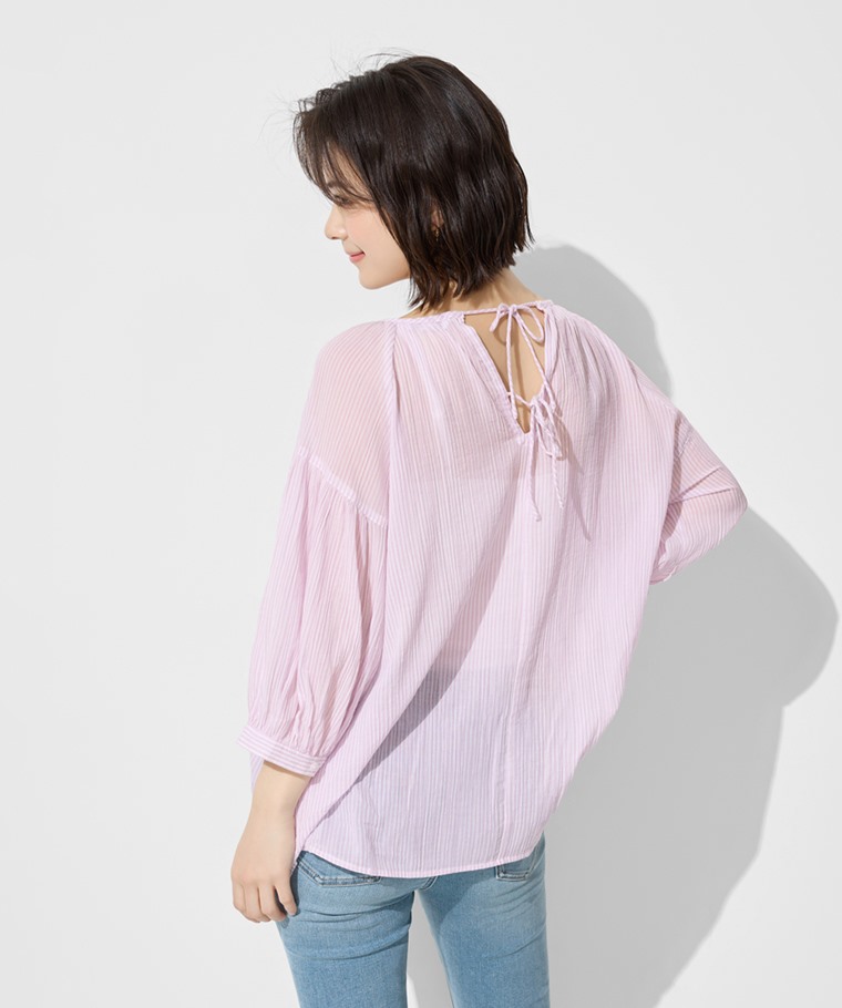 棉質紋理七分袖上衣-女