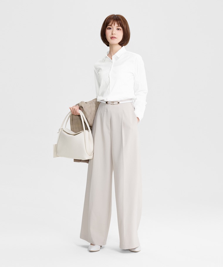 商務彈性長袖襯衫-女