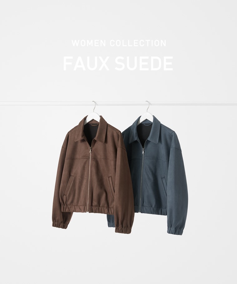 秋冬女裝新品：女 · 仿麂皮寬短版外套