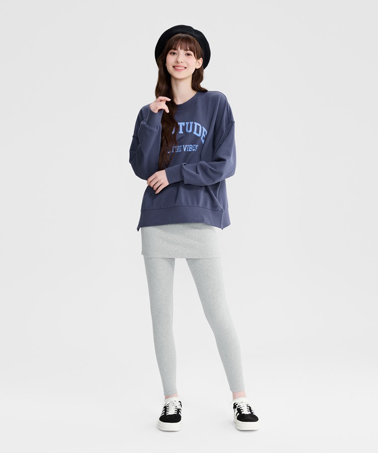 磨毛假兩件內搭褲-女 - 假兩件式設計，豐富穿搭層次，讓日常活動更加自在。