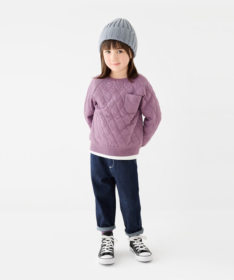 輕型鋪棉長袖口袋上衣-童