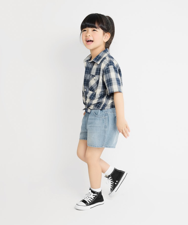 純棉牛仔鬆緊短褲-童