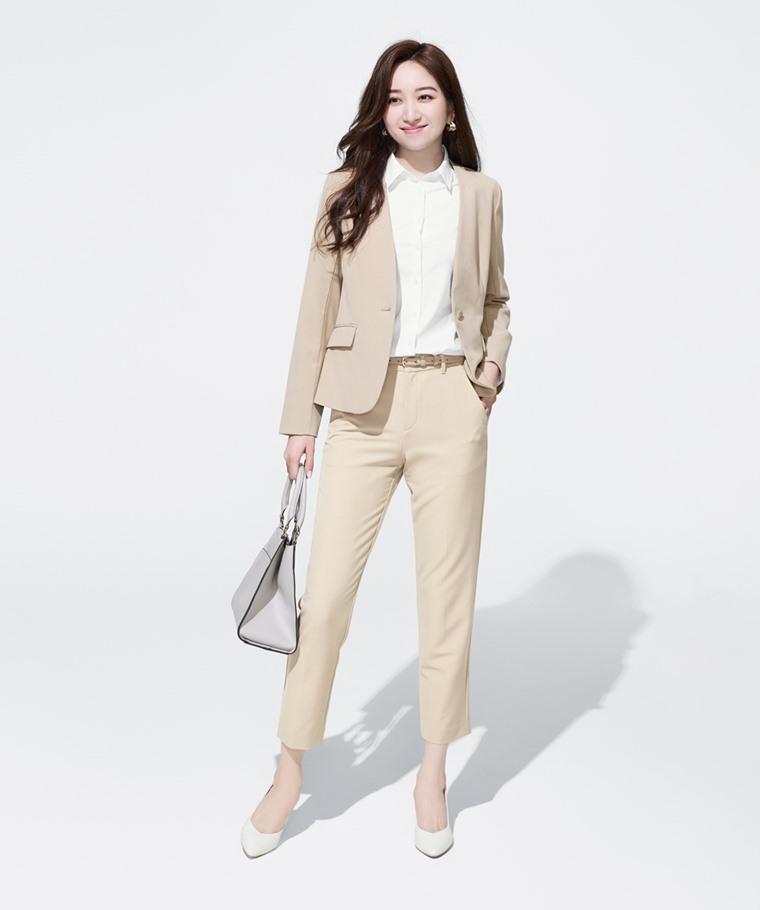 彈性西裝九分褲-女