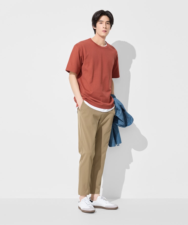 彈性休閒九分褲-男