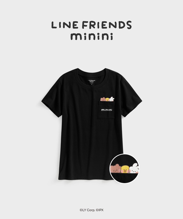 聯名系列T恤-WOMEN：女 · LINE FRIENDS minini口袋印花T恤-06