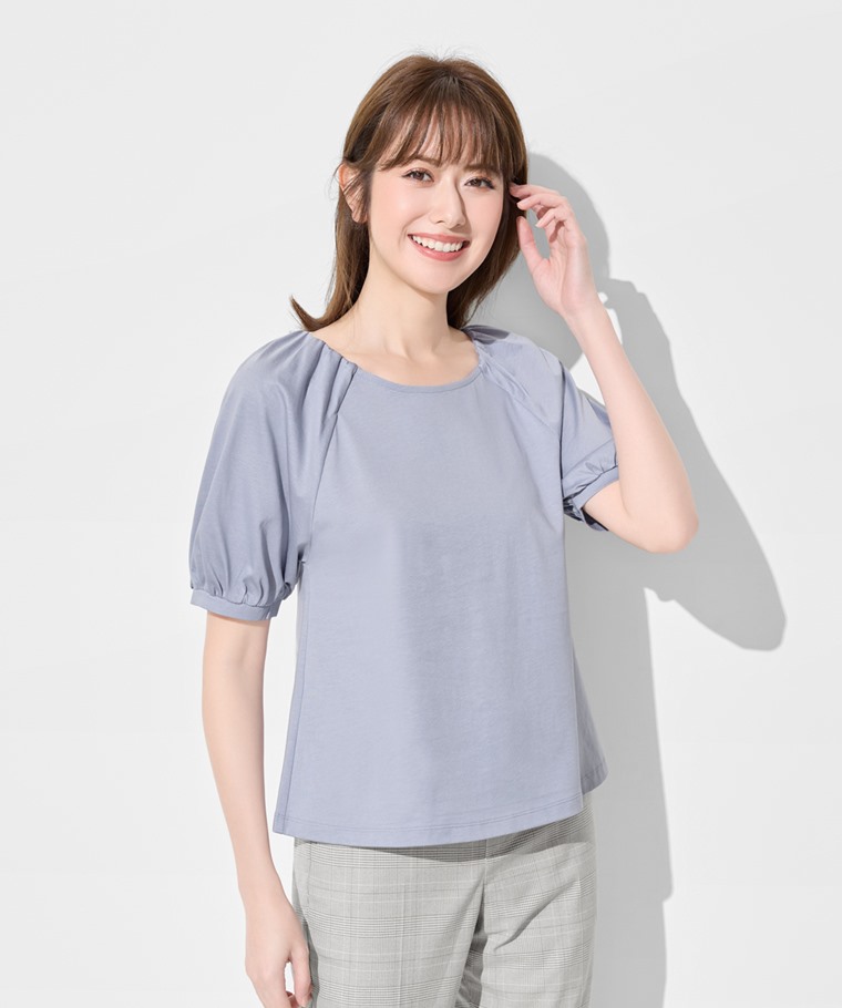 絲光棉泡泡袖上衣-女