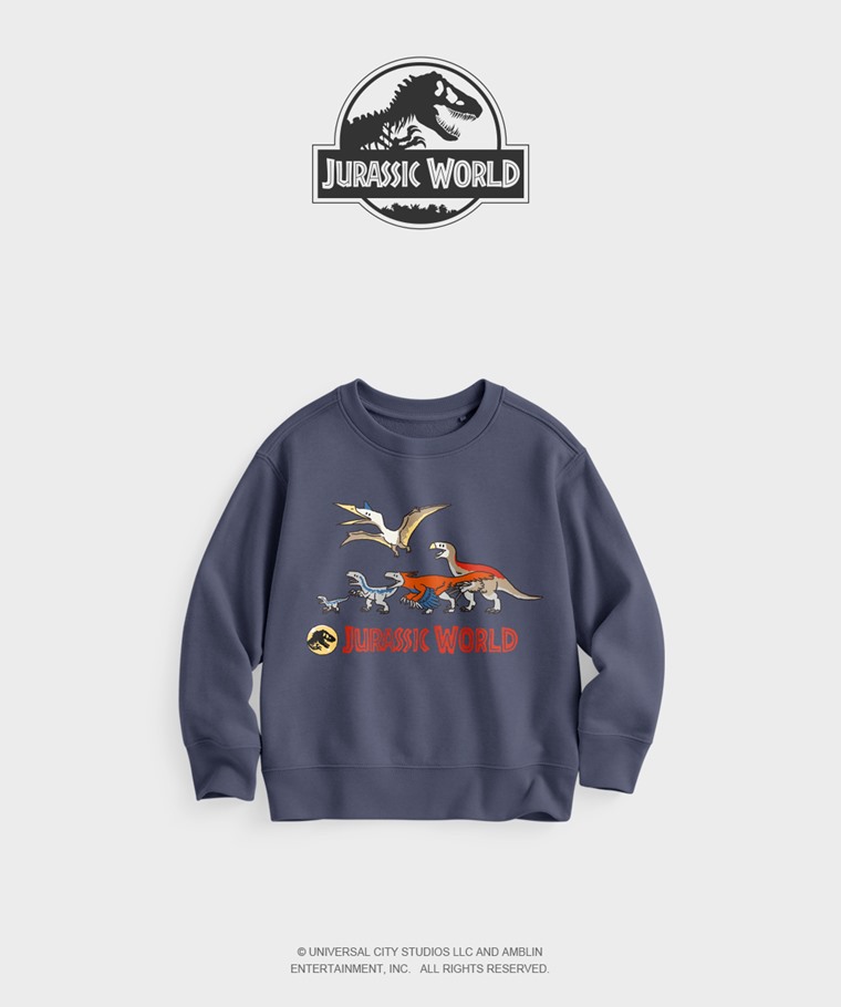 聯名系列T恤-KIDS：童 · Jurassic World毛圈印花圓領衫-04