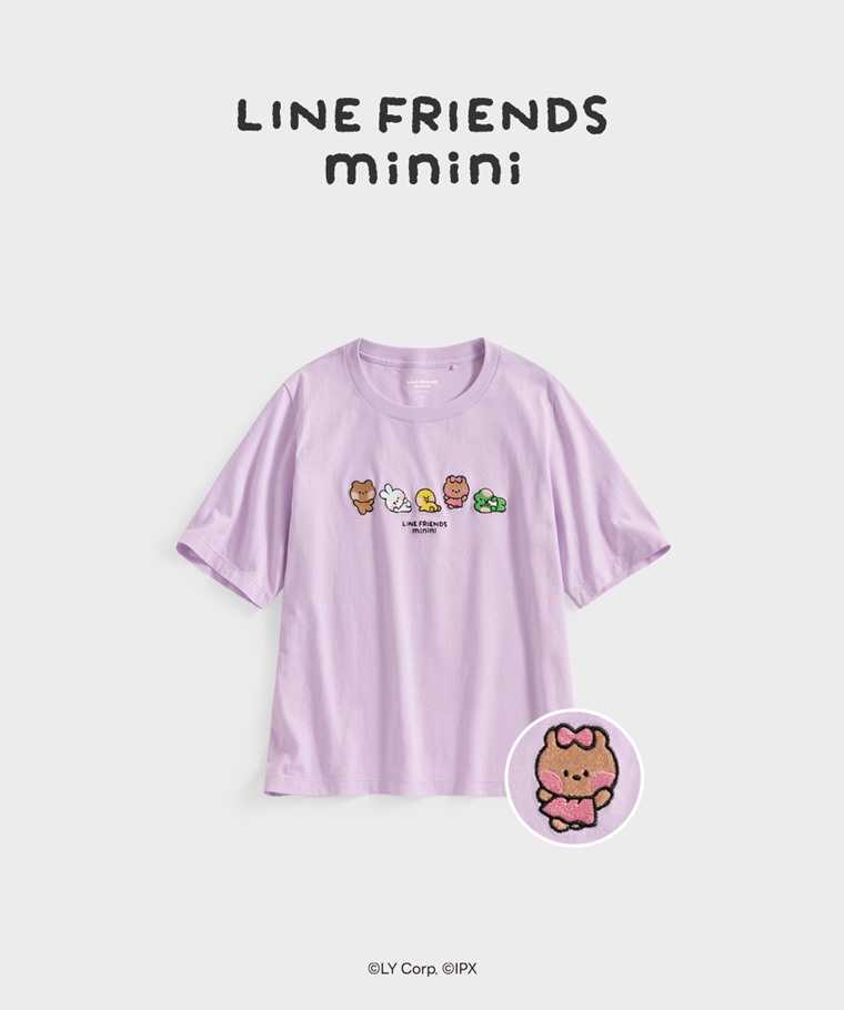 聯名系列T恤-WOMEN：女 · LINE FRIENDS minini寬版電繡T恤-04