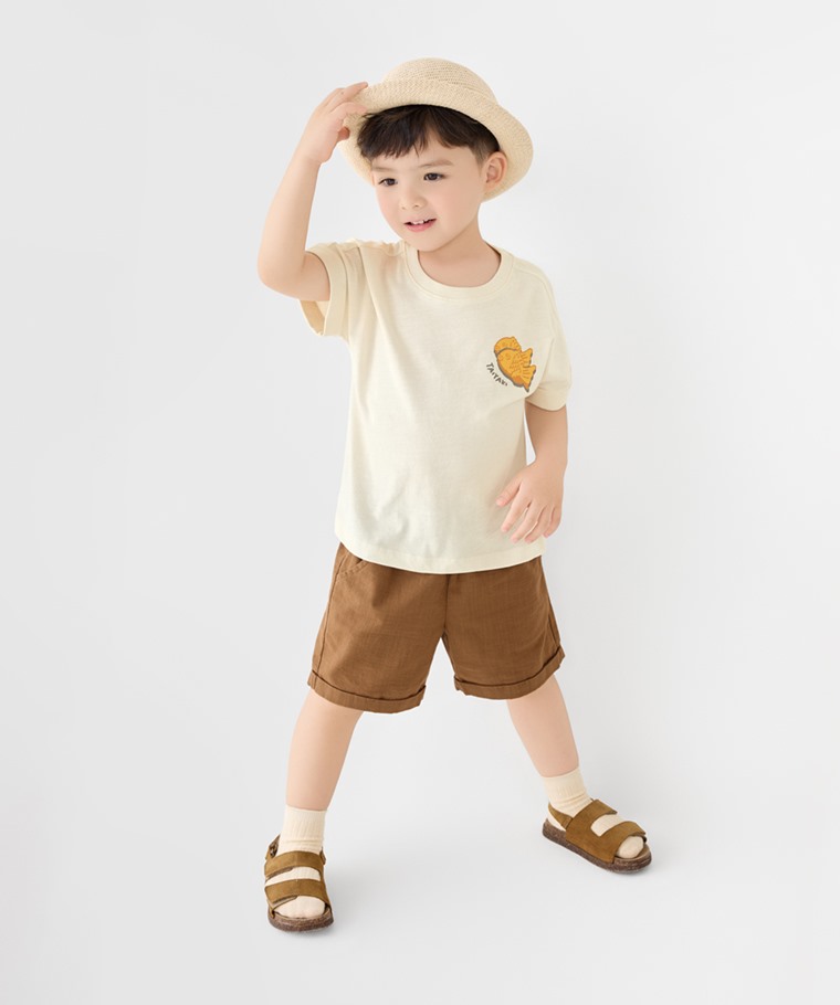 春夏童裝新品：童 · 竹節棉美食印花T恤,童 · 純棉反折短褲