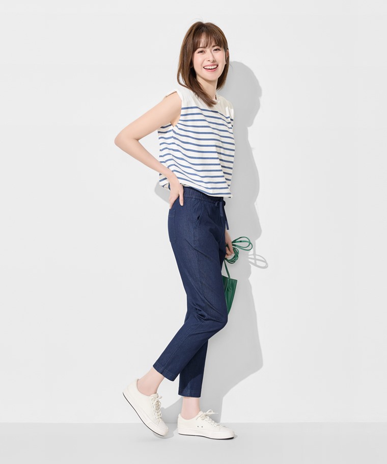 軟牛仔九分褲-女