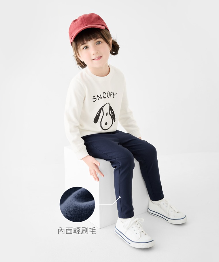 刷毛彈力窄管褲-童