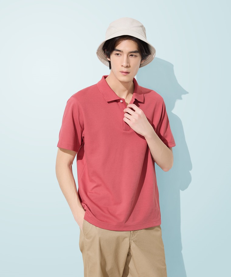 涼感網眼polo衫-男