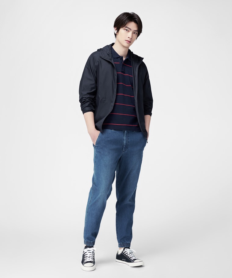 純棉網眼條紋polo衫-男