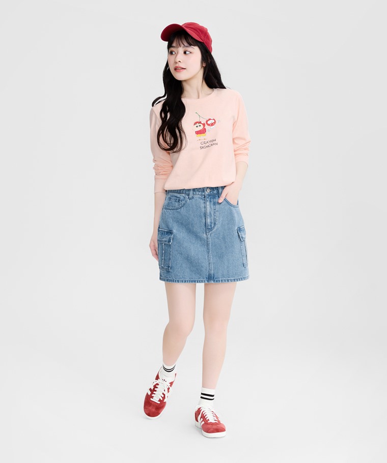 蠟筆小新長袖印花T恤-08-女