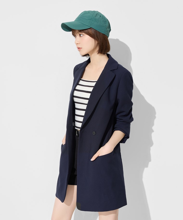 寬長版西裝外套-女